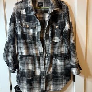 Women's Black and White Plaid Jacket